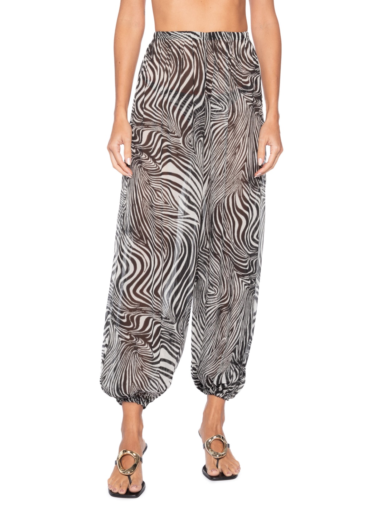 Calça Feminina Laiane Animal Print Zebra Preto August Swim