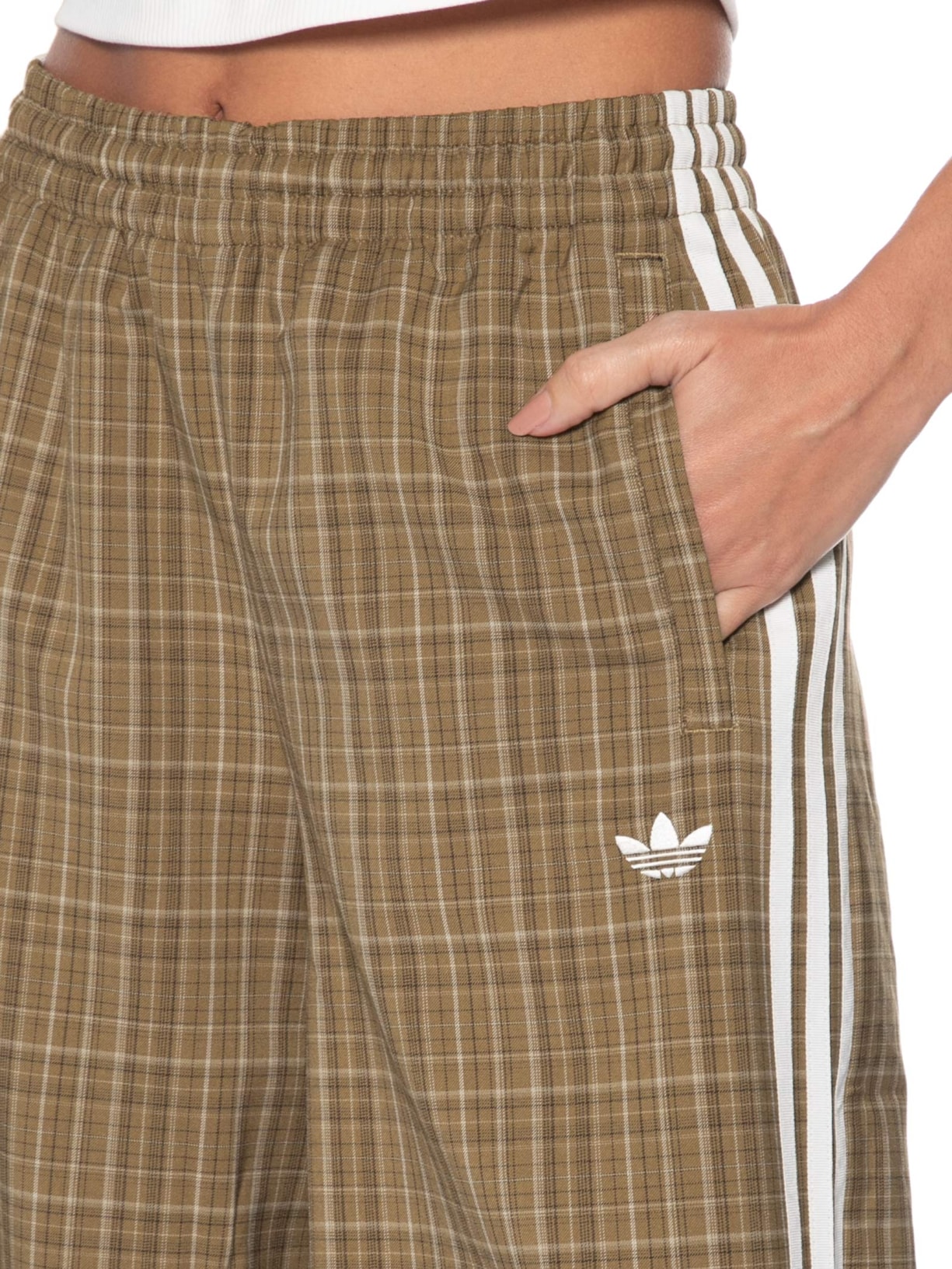 Calça Feminina Larga Xadrez As Marrom Adidas Originals