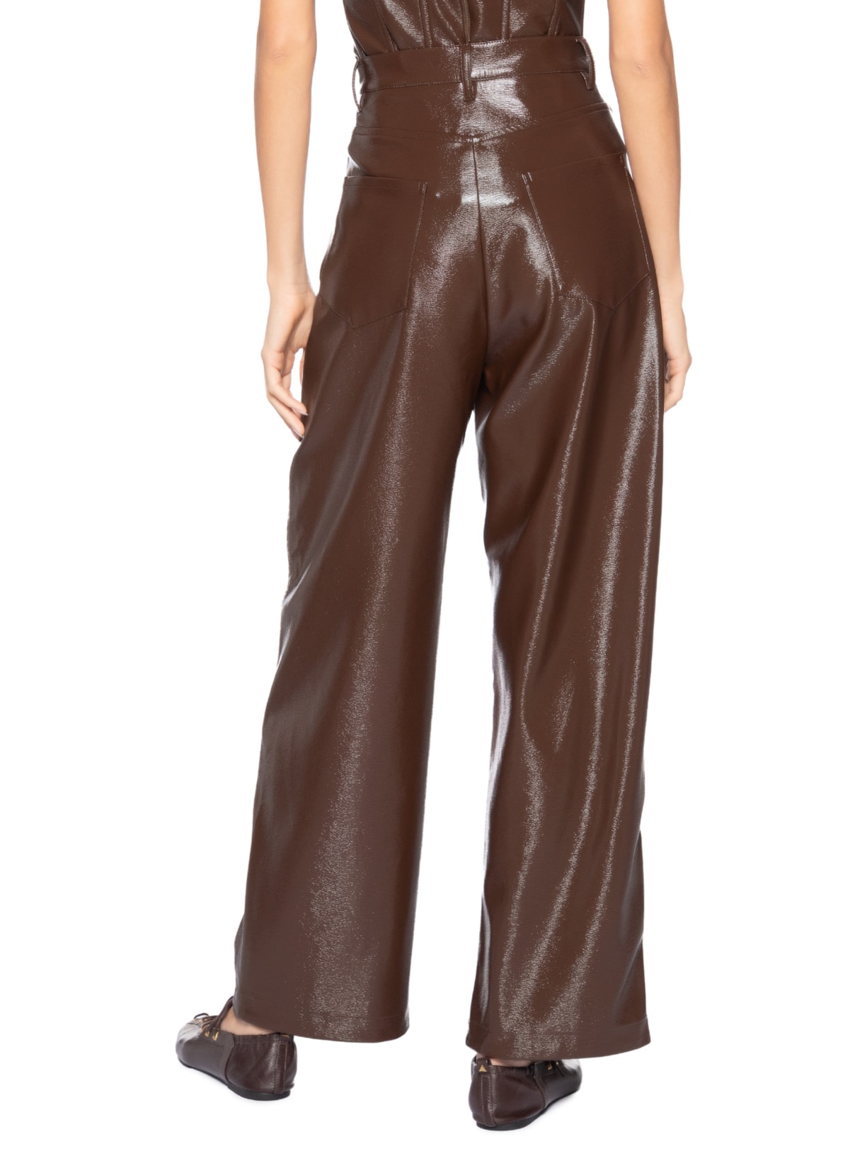 Calça Feminina Latex Wood Marrom Paula Raia