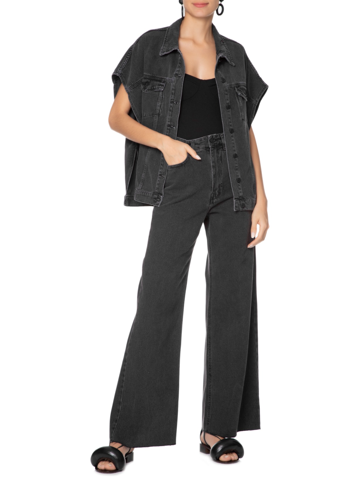 Calça Feminina Leblon Washed Preto Osklen