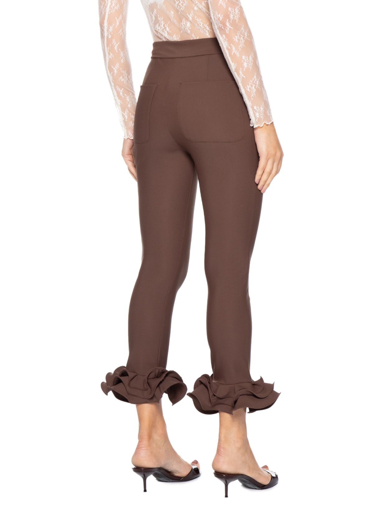 Calça Feminina Legging Babado Mocha Marrom Lo De Lui