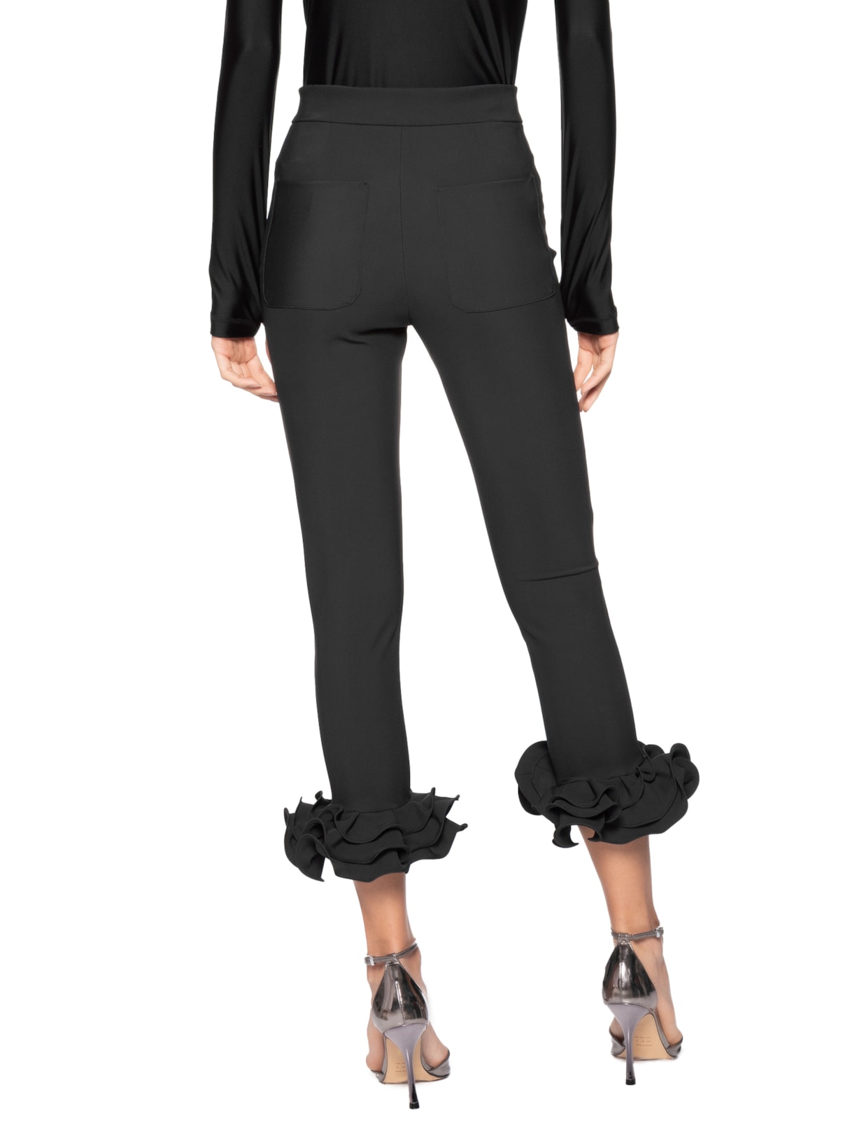 Calça Feminina Legging Babado Preto Lo De Lui + Le Barb