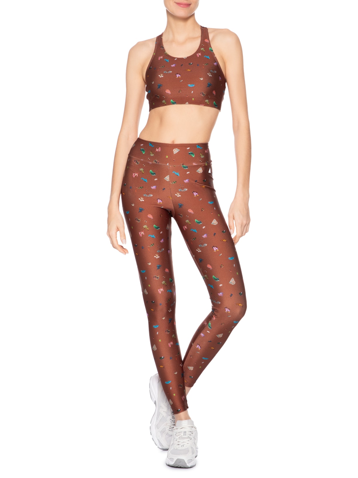 Calça Feminina Legging Basic Estampado Bugs Marrom Lauf