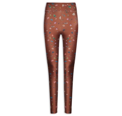 Calça Feminina Legging Basic Estampado Bugs - Marrom