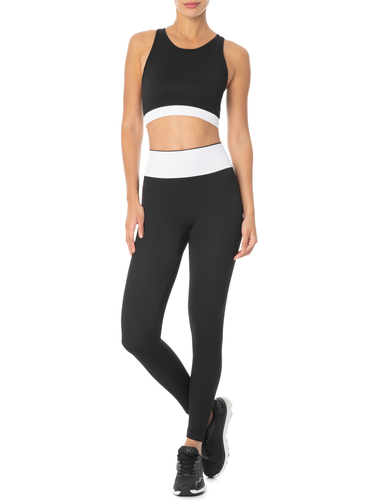 Calça Feminina Legging Bicolor Preta Lauf