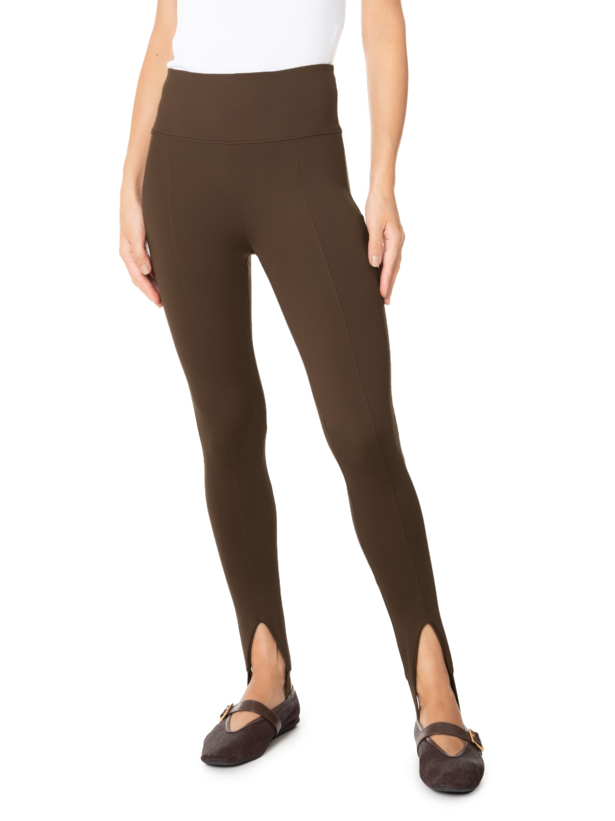 Calça Feminina Legging com Recorte Marrom '2Essential