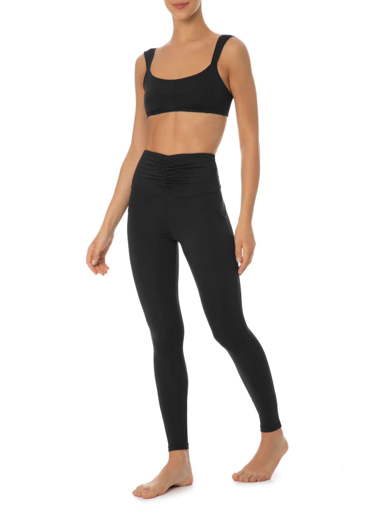 Calça Feminina Legging Cós Franzido Preto Inhale