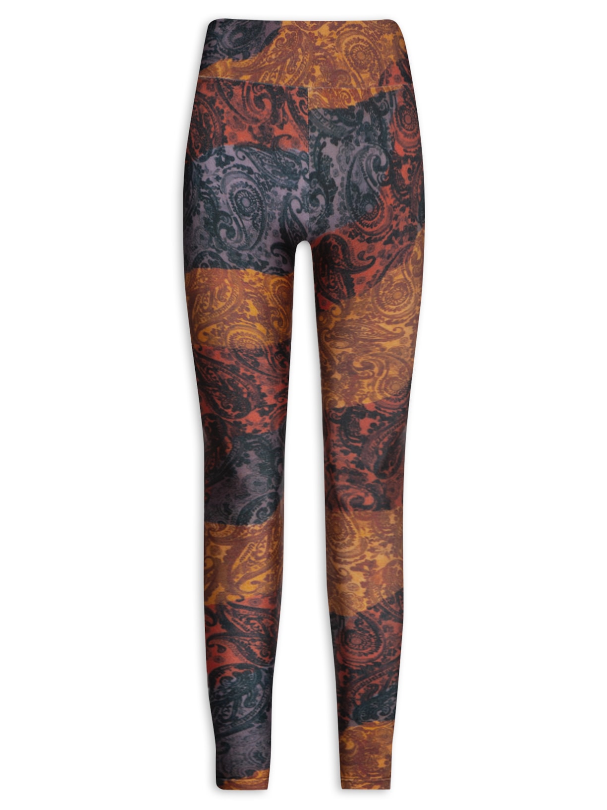 Calça Feminina Legging Estampada Paisley - Dourado