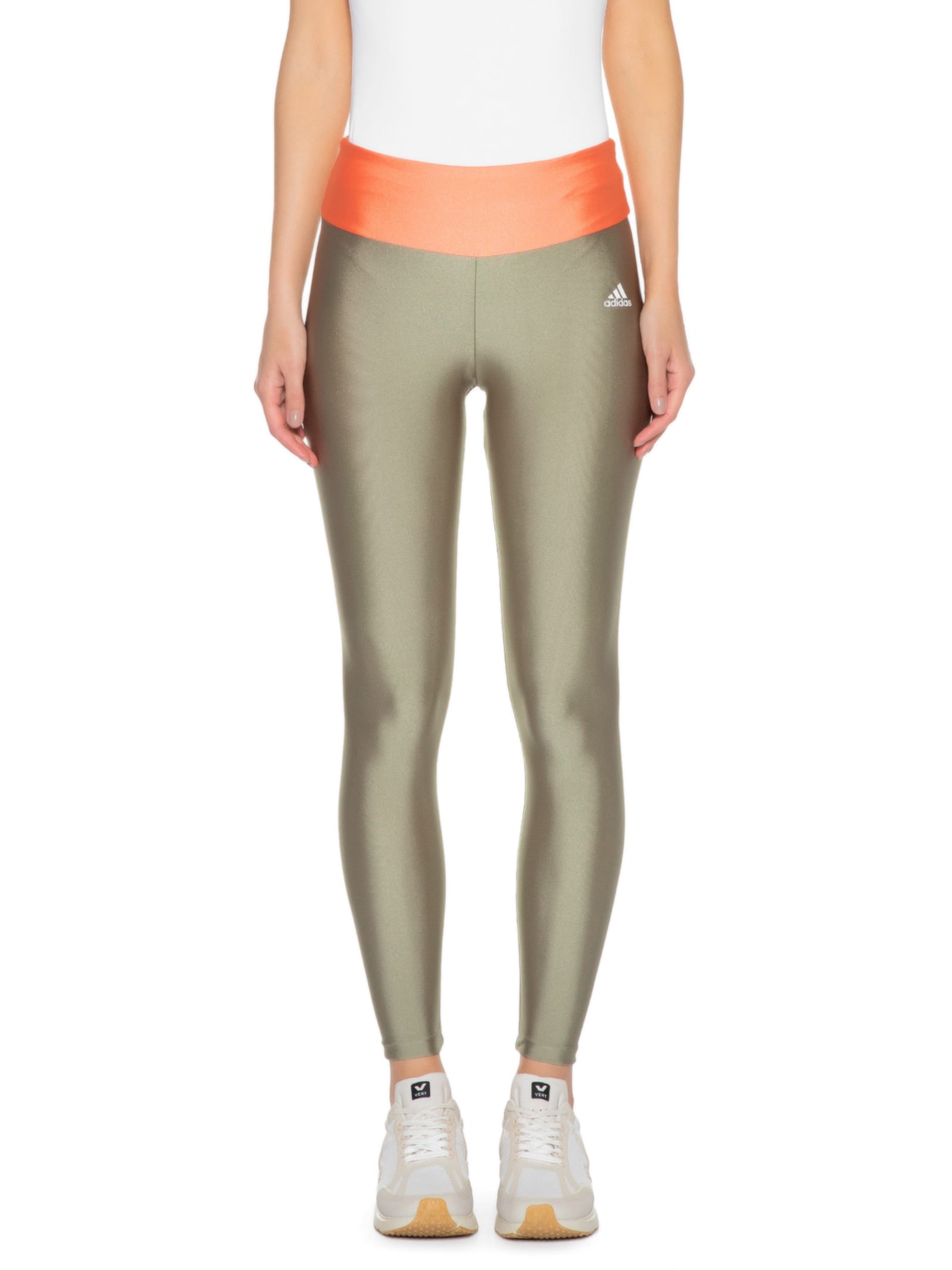 Calça Feminina Legging Latin Fit Colorblock Cinza Adidas