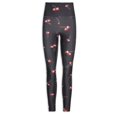 Calça Feminina Legging Lycra Classic Estampada Cherry - Preto
