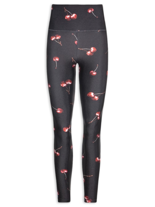 Calça Feminina Legging Lycra Classic Estampada Cherry - Preto