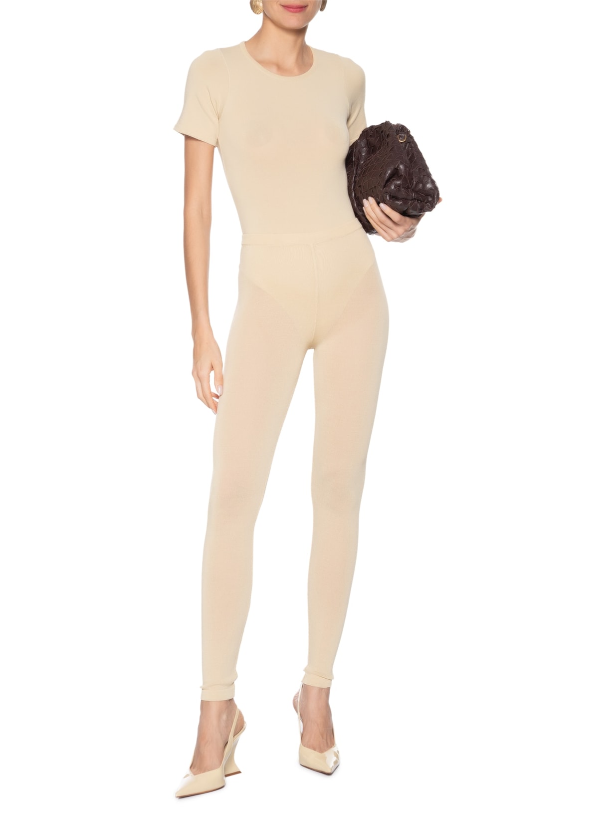 Calça Feminina Legging Meia Sitr-Up Bege Giomei