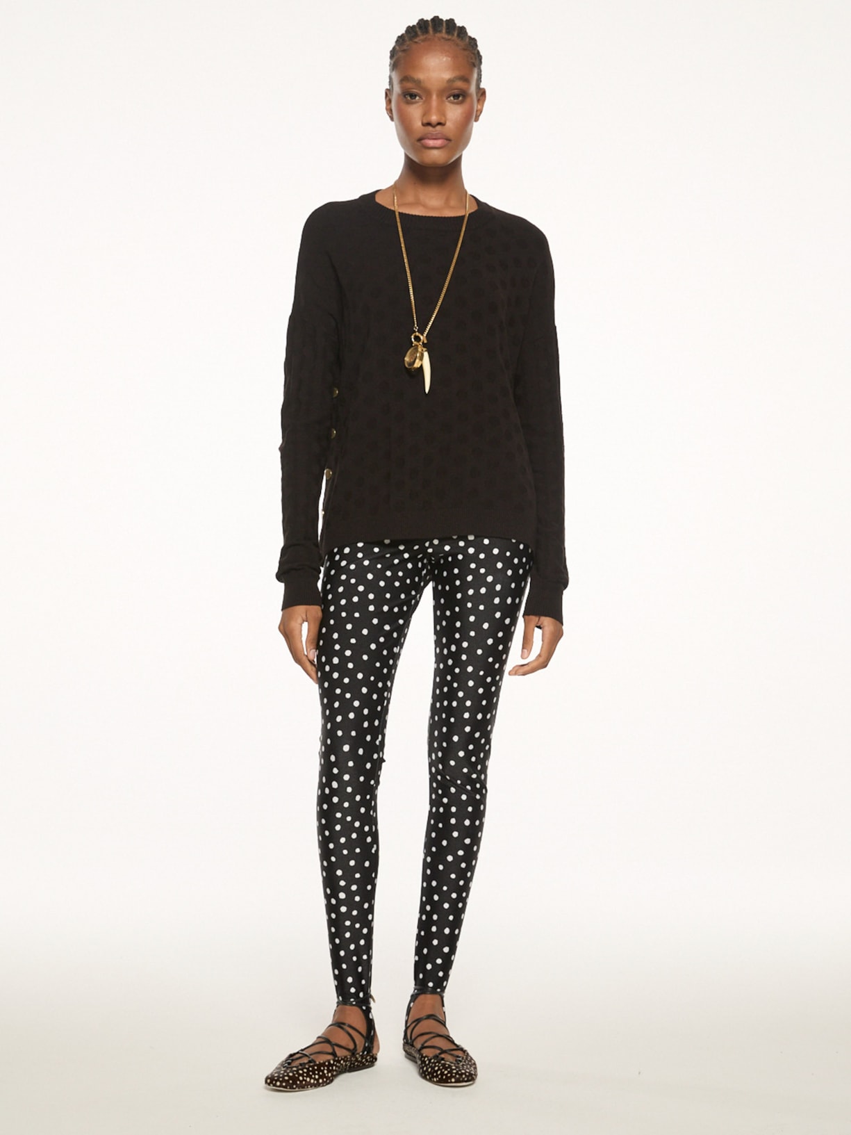 Calça Feminina Legging Pois V27 Preto Mixed