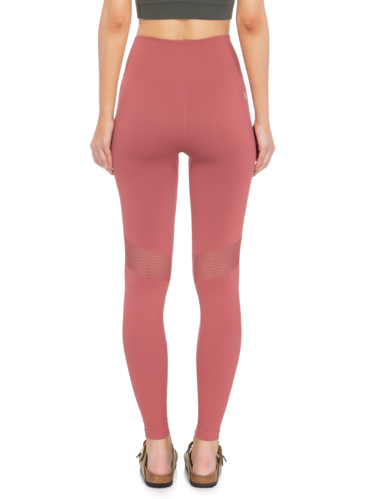 Calça Feminina Legging Seamless Emana Furo Rosa Yogini