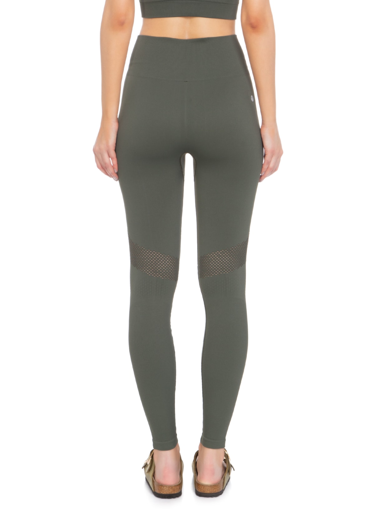 Calça Feminina Legging Seamless Emana Furo Verde Yogini