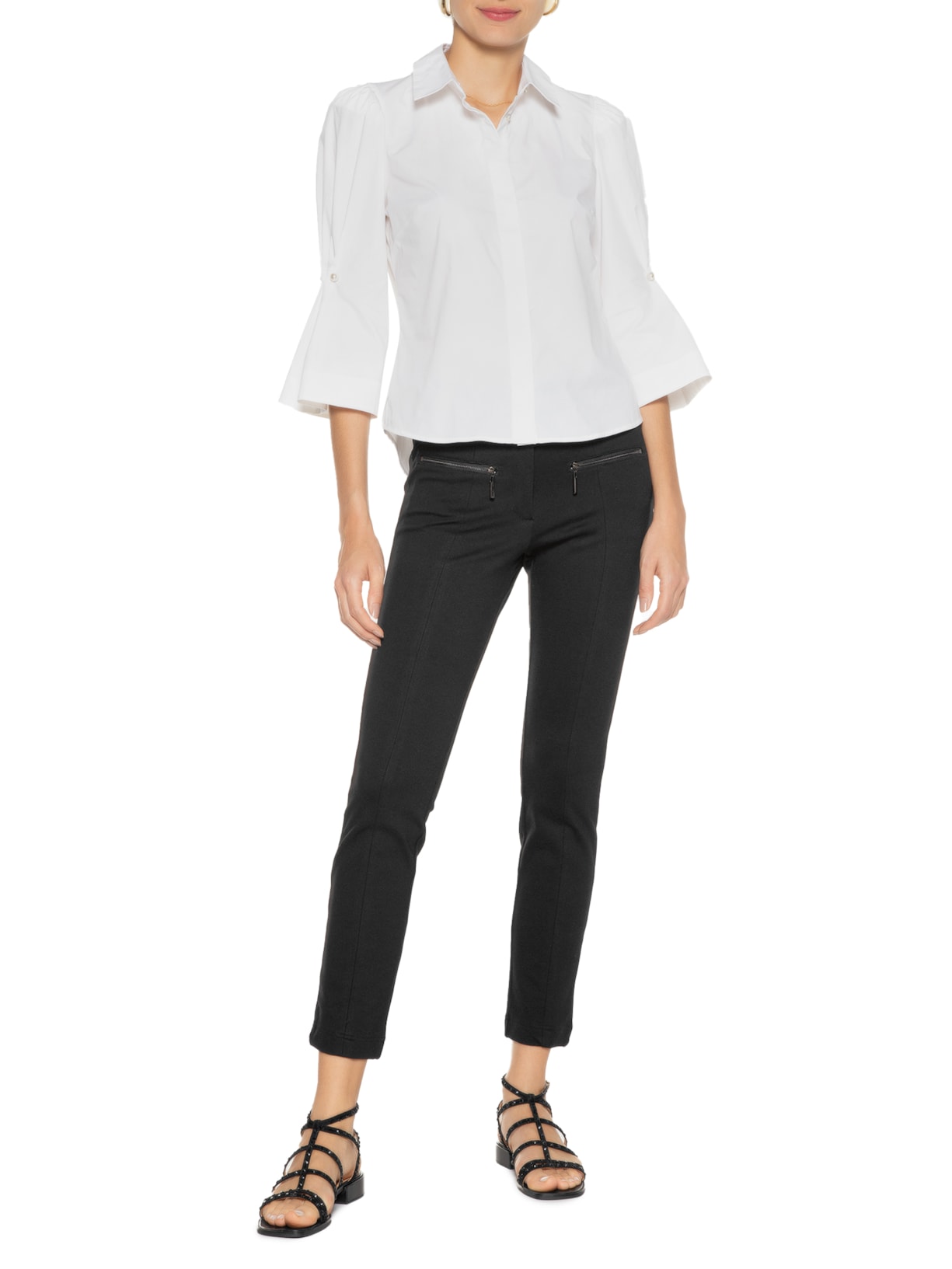 Calça Feminina Legging Zíper Preto Le Lis