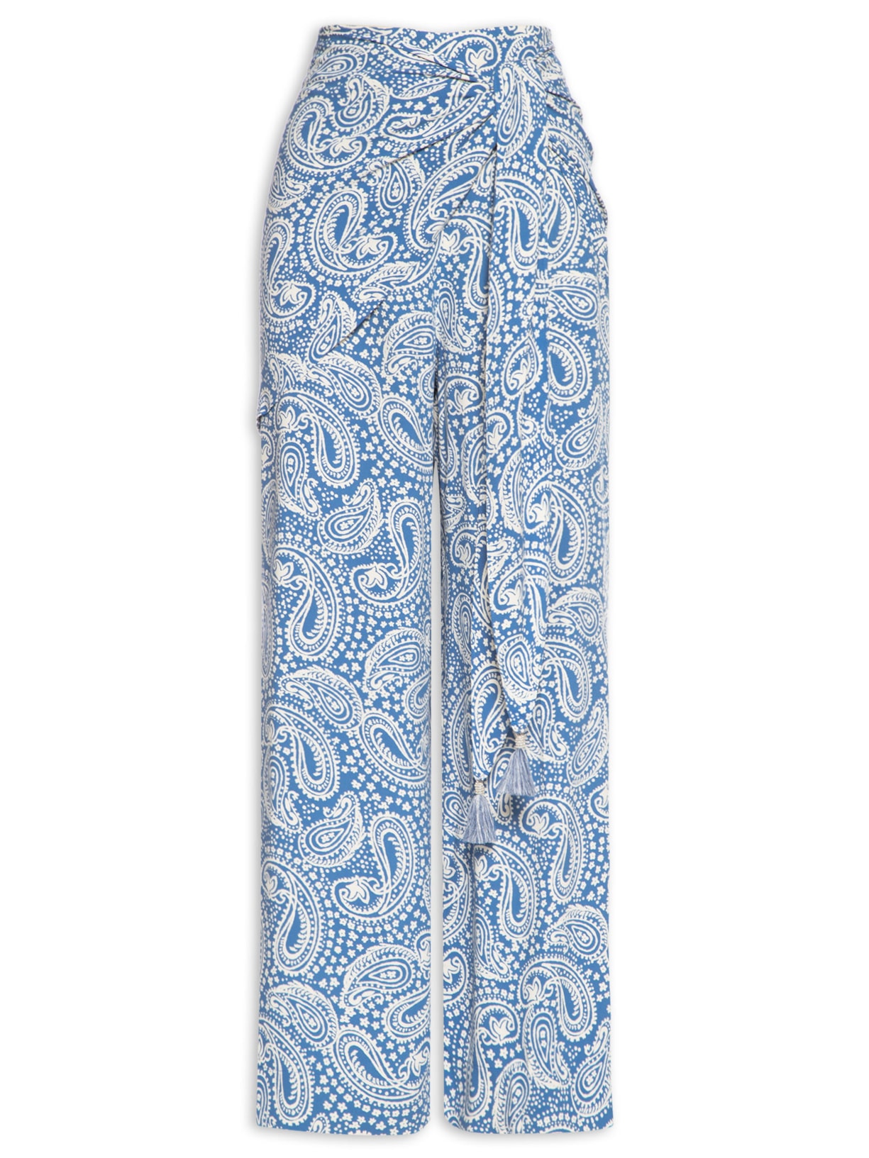 Calça Feminina Lenço Crepe Estampa Céu Sereno - Azul