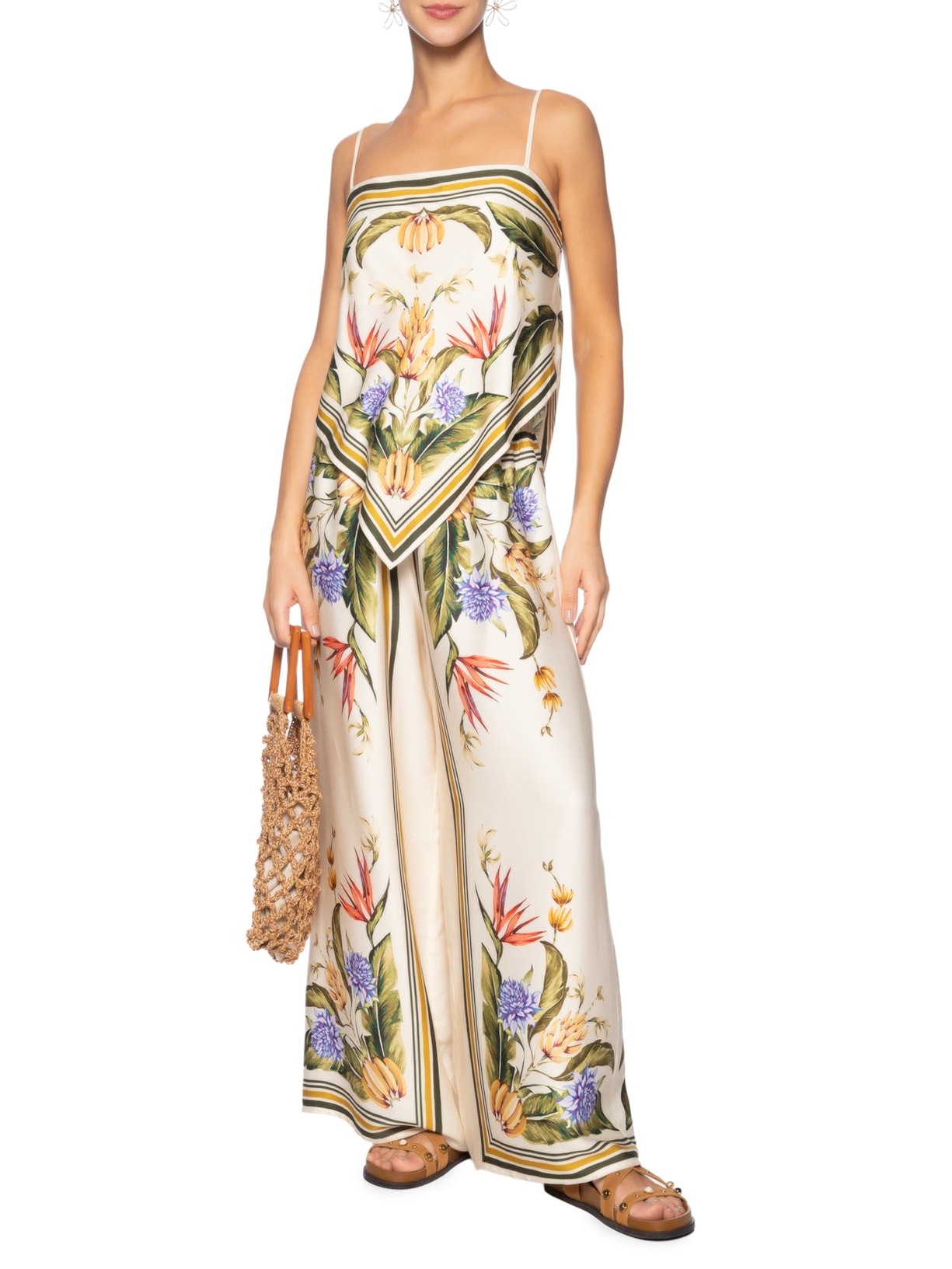 Calça Feminina Lenço Tropical Branco Farm