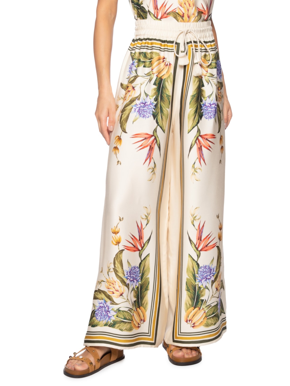 Calça Feminina Lenço Tropical Branco Farm