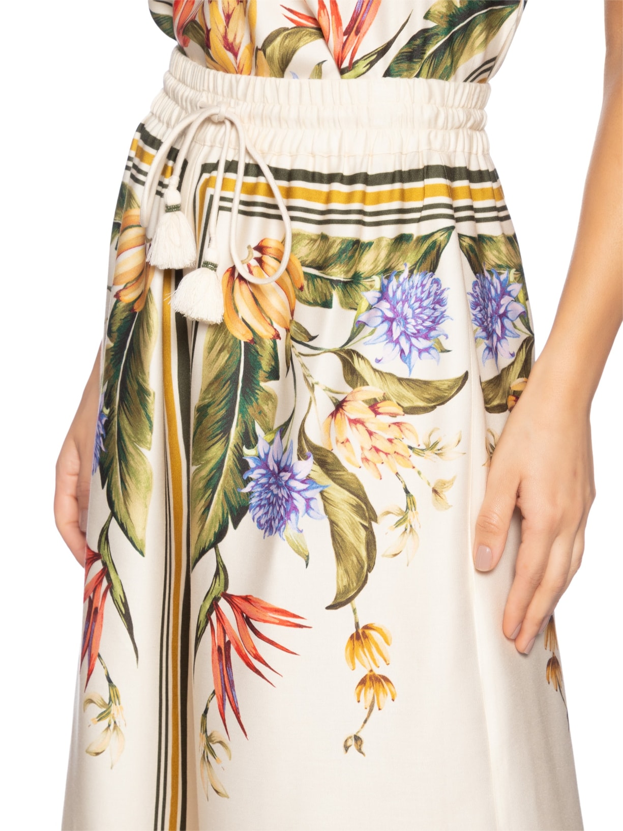 Calça Feminina Lenço Tropical Branco Farm