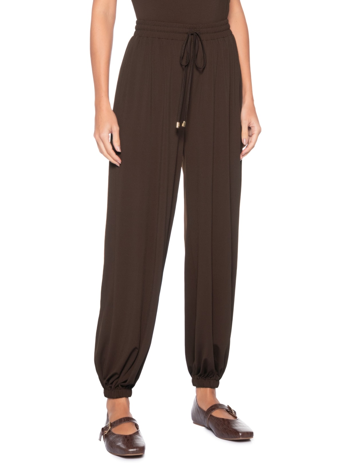 Calça Feminina Leve Ballon – Marrom Basiq
