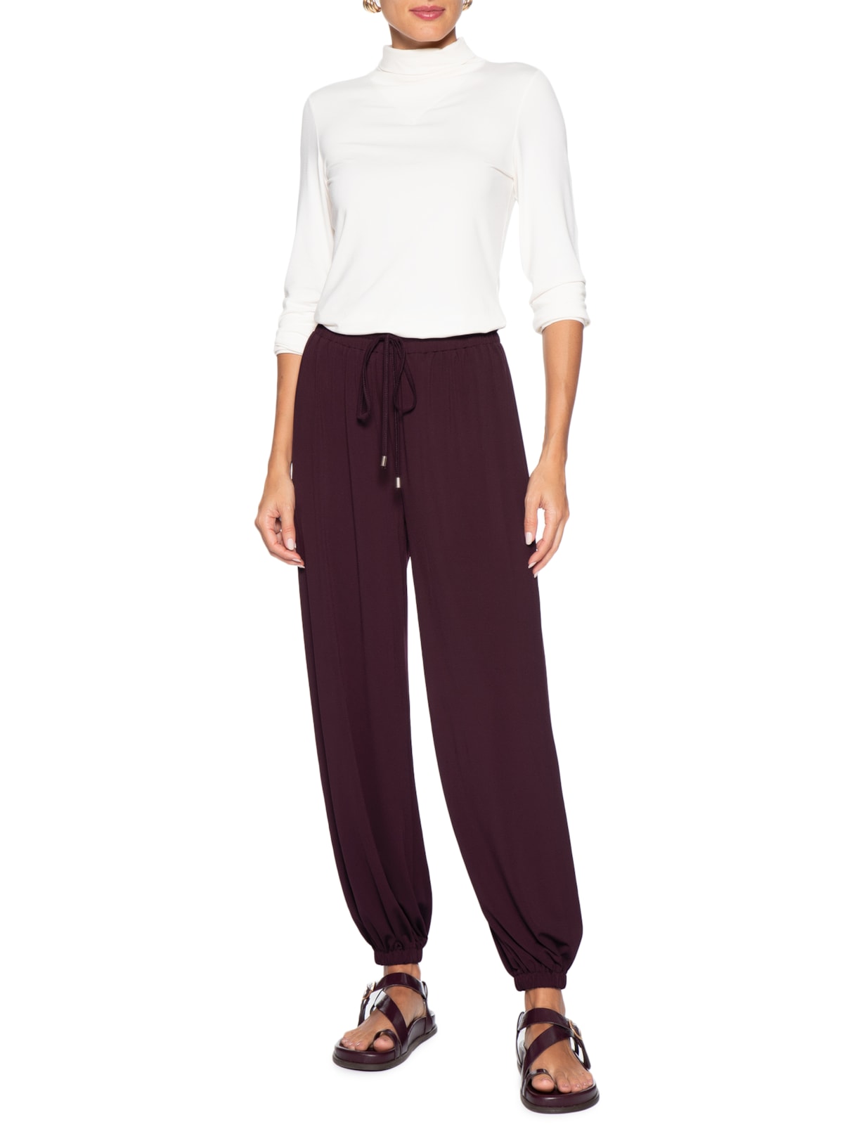 Calça Feminina Leve Ballon – Vermelho Basiq