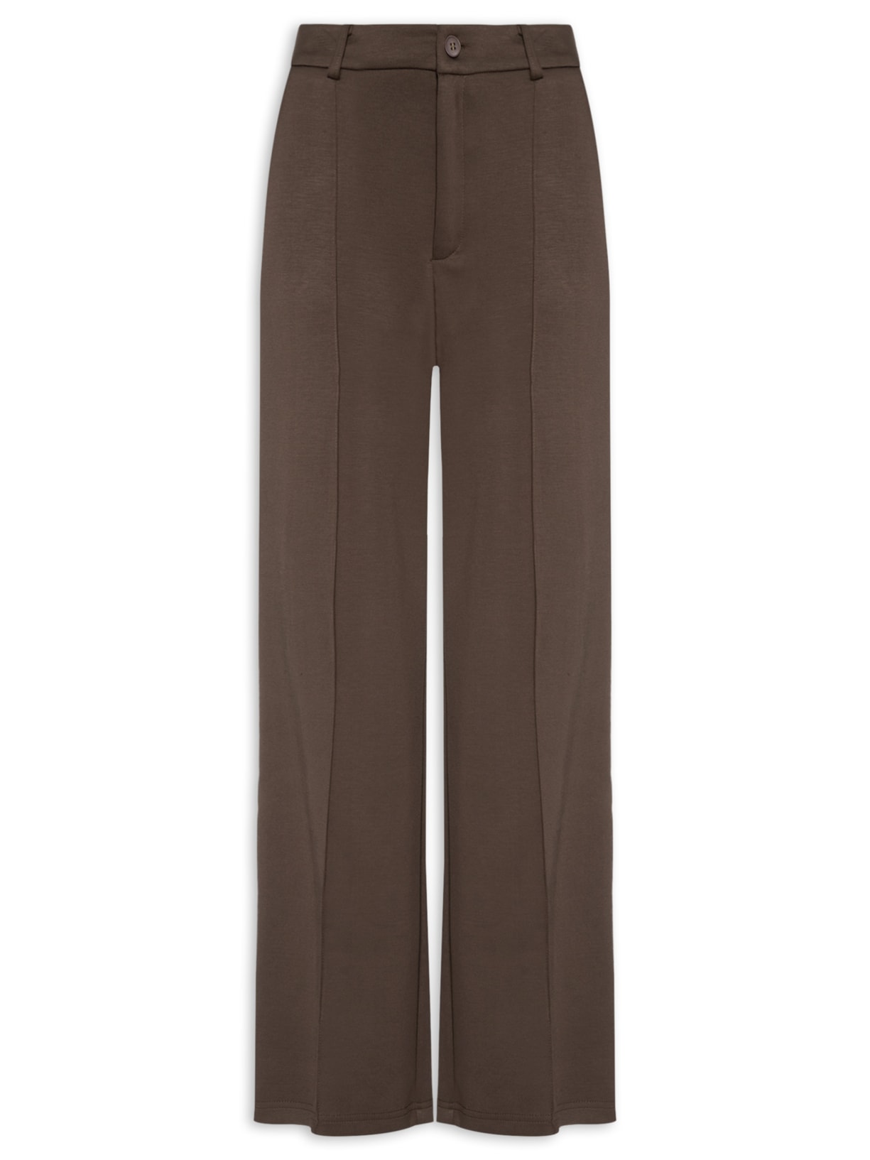 Calça Feminina Leve Reta Marrom Basiq