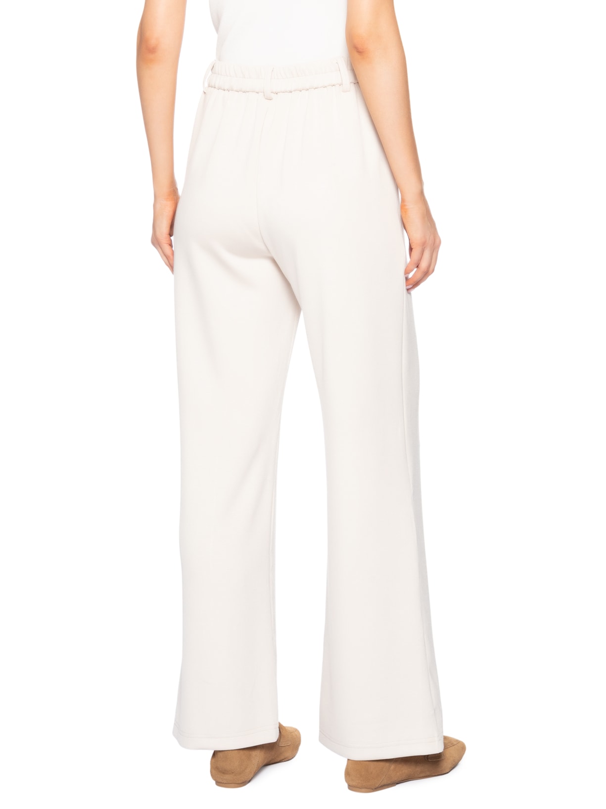 Calça Feminina Leve Reta Off White Basiq