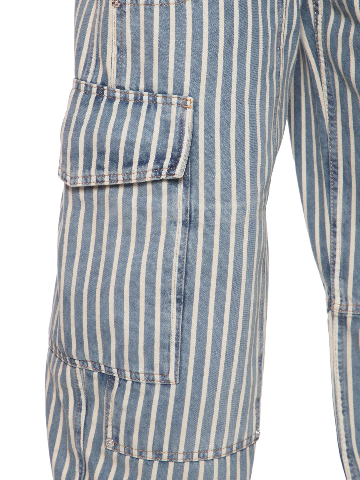 Calça Feminina Light Stripe Denim Carpenter Jeans Azul Ganni