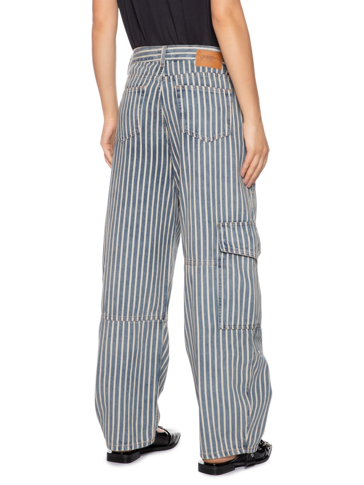 Calça Feminina Light Stripe Denim Carpenter Jeans Azul Ganni