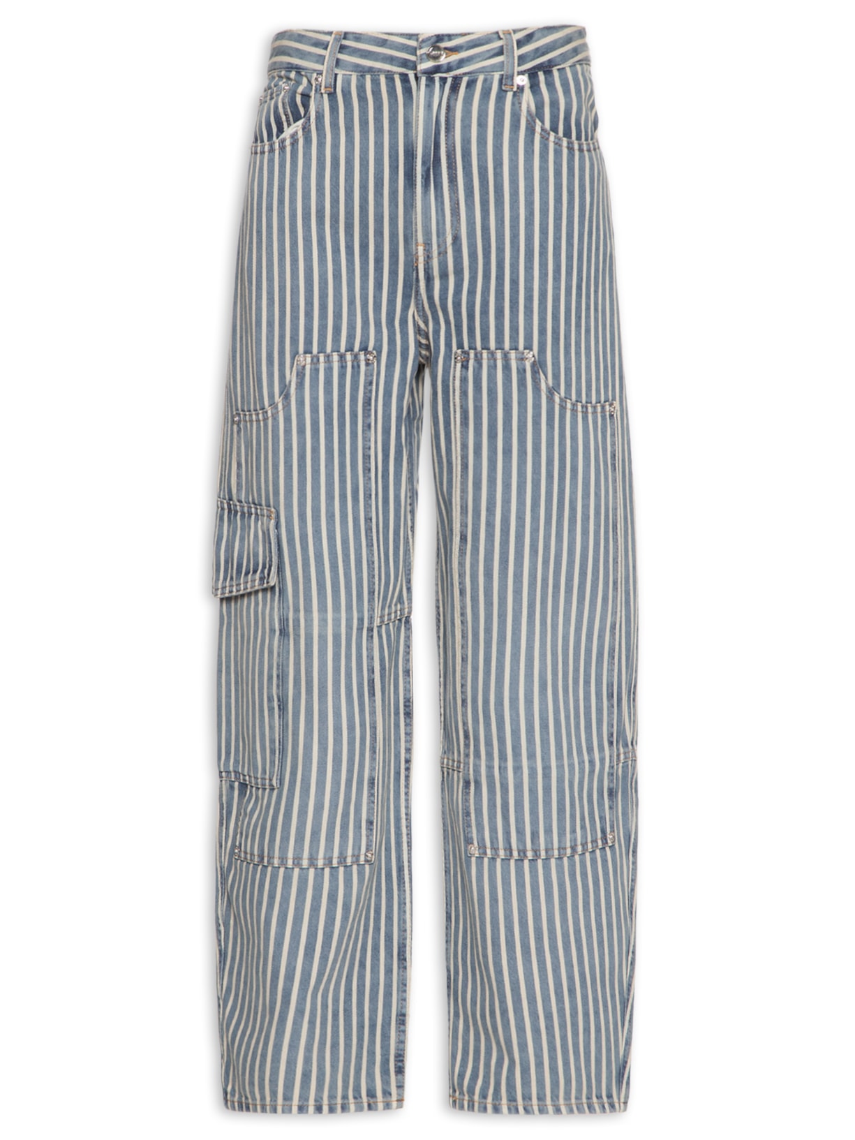Calça Feminina Light Stripe Denim Carpenter Jeans - Azul