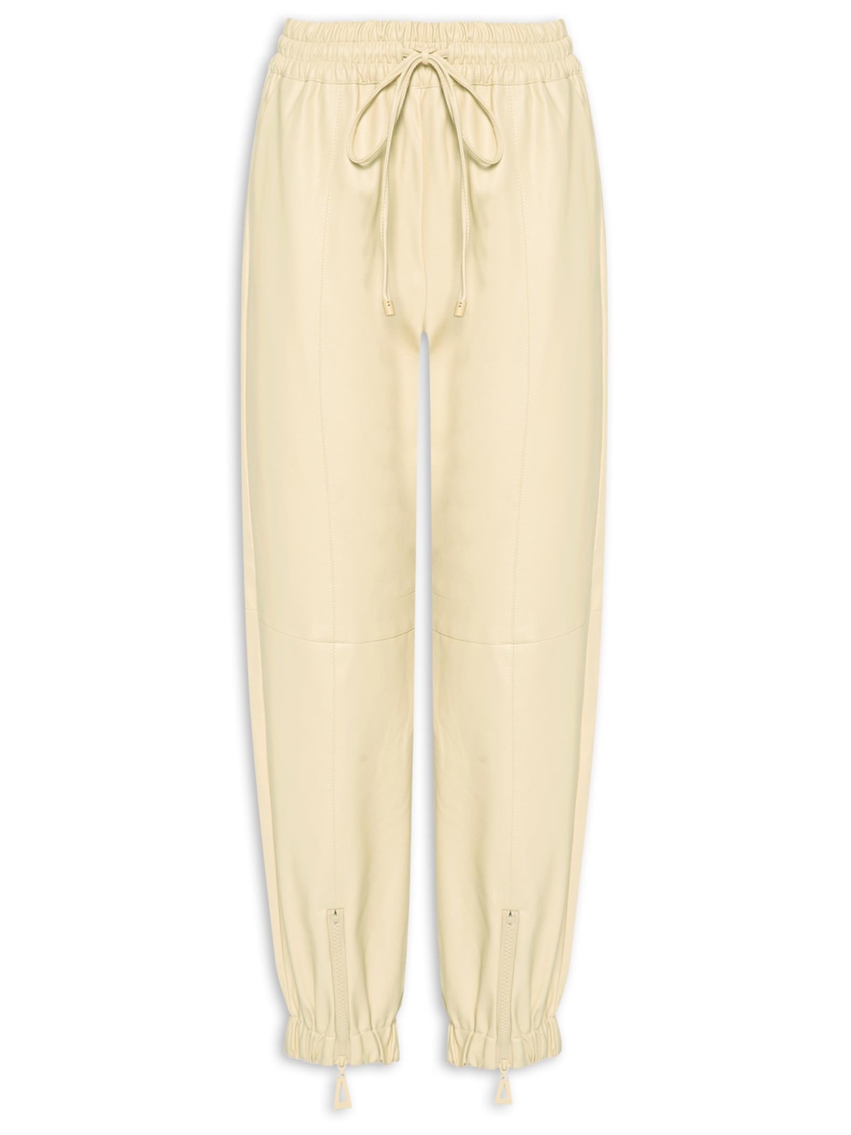 Calça Feminina Like Leather Jogging Zíper Barra Bege Animale Jeans