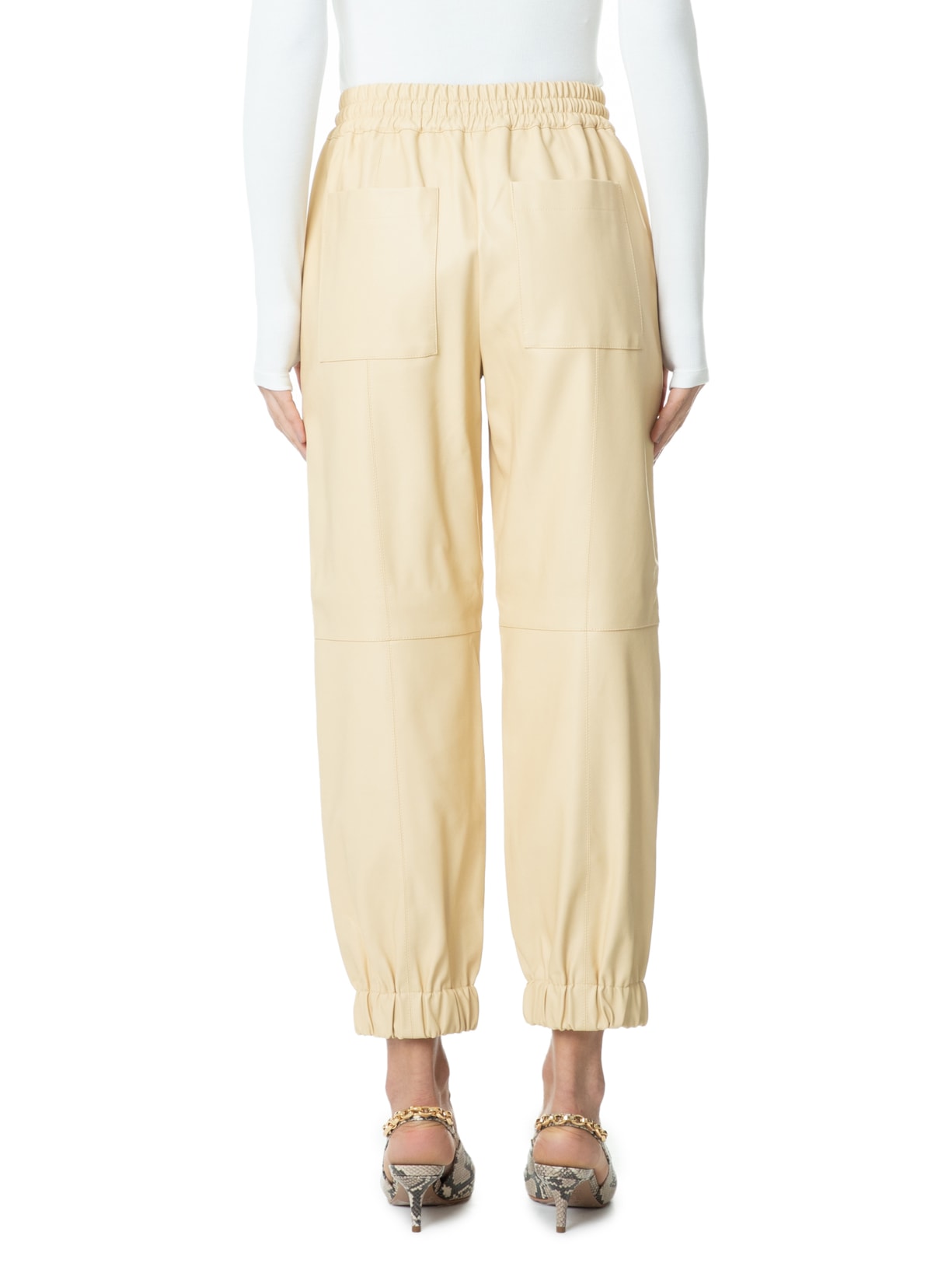 Calça Feminina Like Leather Jogging Zíper Barra Bege Animale Jeans