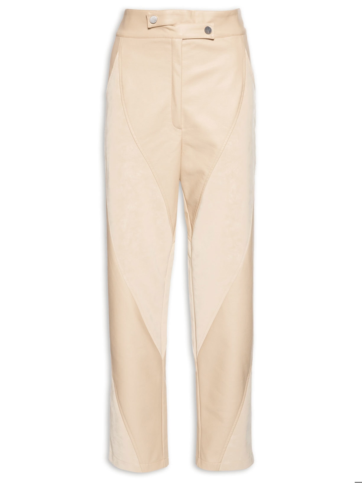 Calça Feminina Like Leather Recortes - Bege