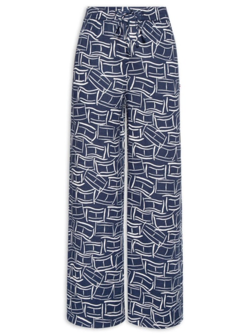 Calça Feminina Linen Pull On - Azul