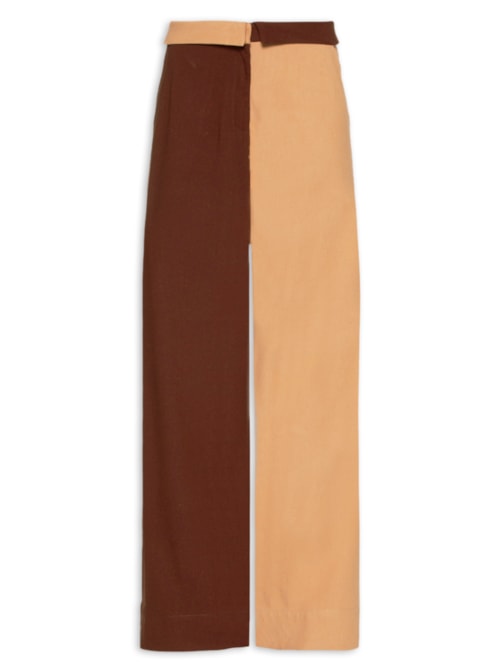 Calça Feminina Linho Bicolor - Marrom