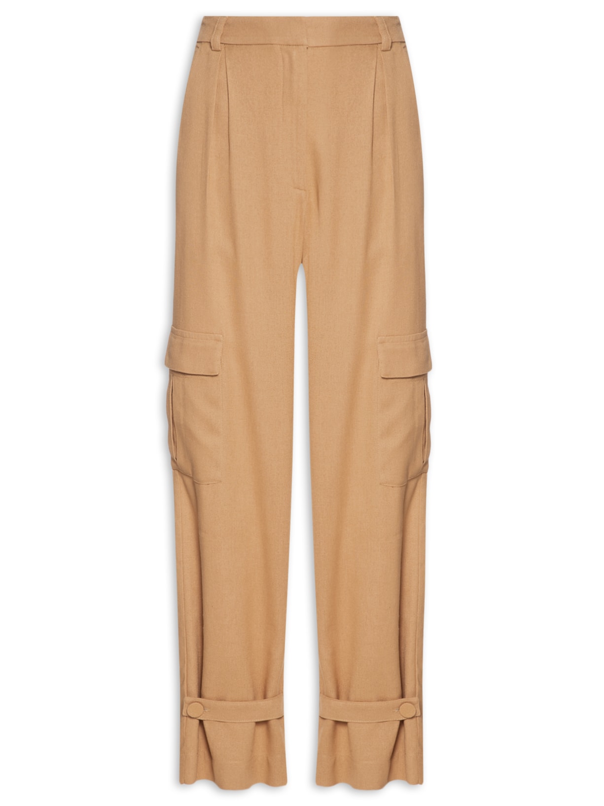 Calça Feminina Linho Bolsos Laterais - Bege