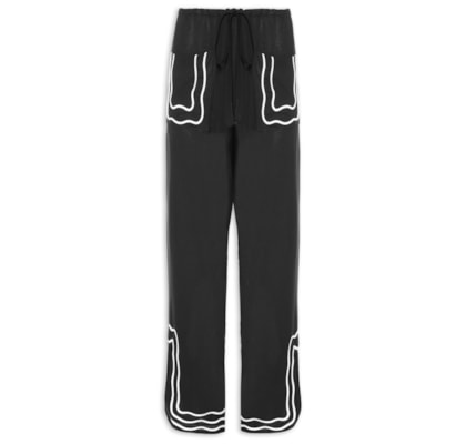 Calça Feminina Linho Bordado Sianinha - Preto