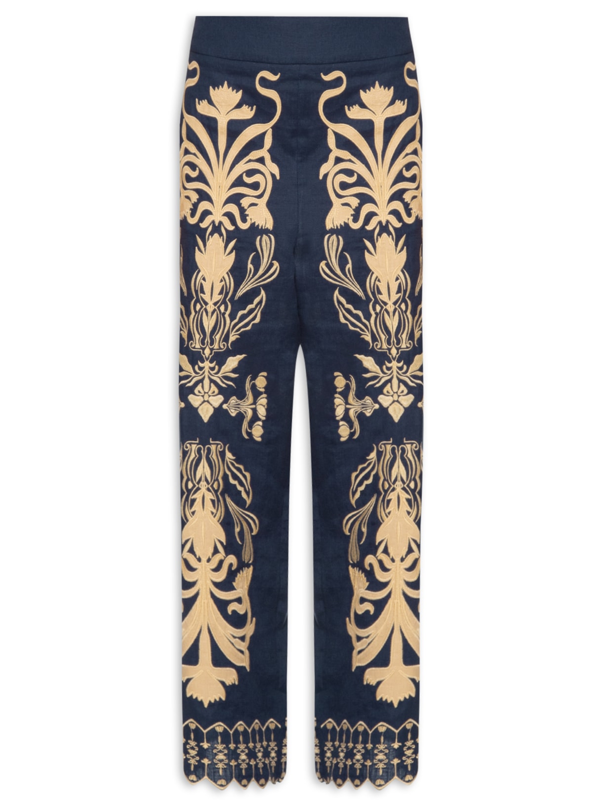 Calça Feminina Linho Bordado Zora - Azul