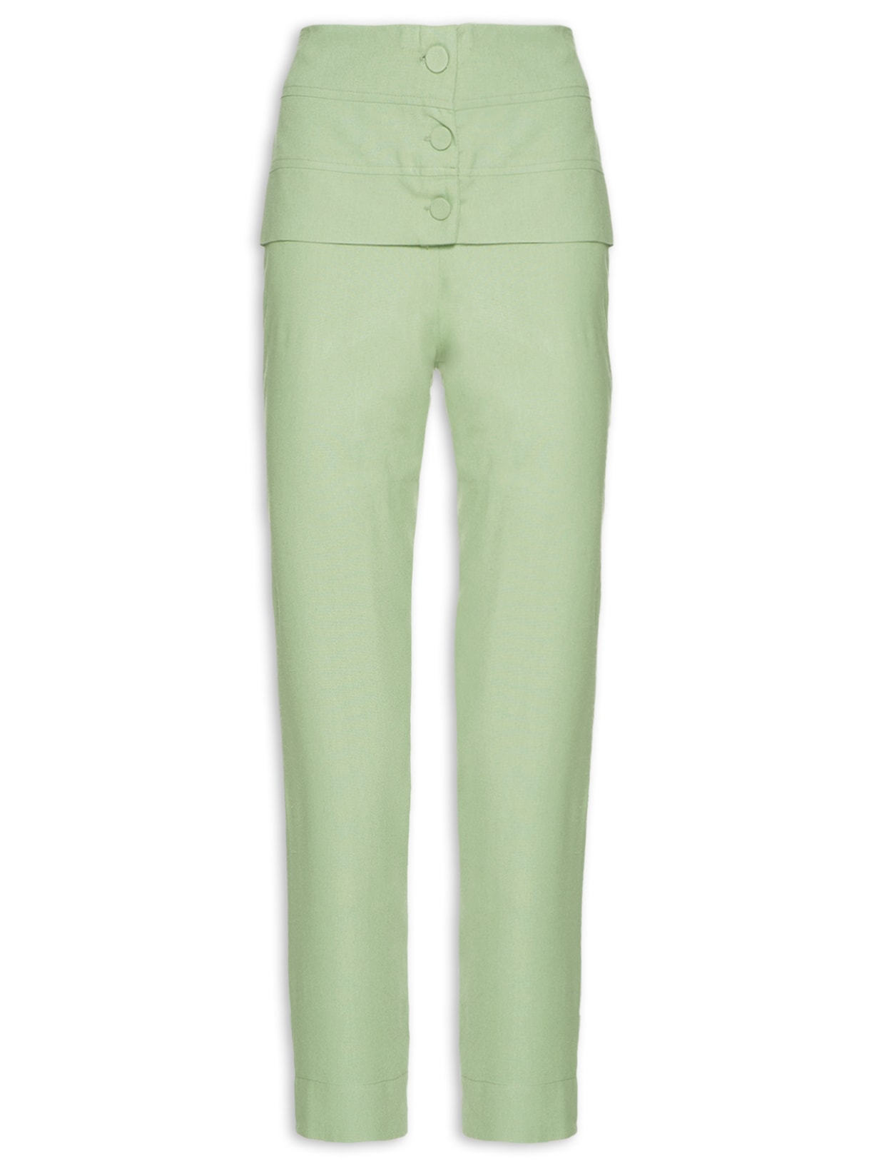Calça Feminina Linho Botões Frente - Verde