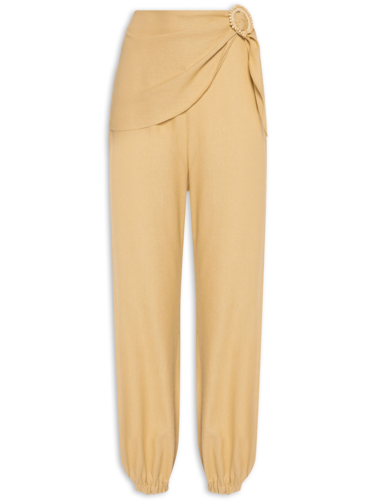 Calça Feminina Linho Com Fivela - Bege