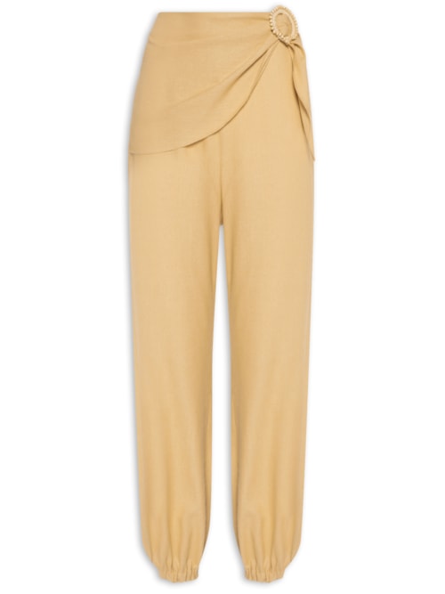 Calça Feminina Linho Com Fivela - Bege