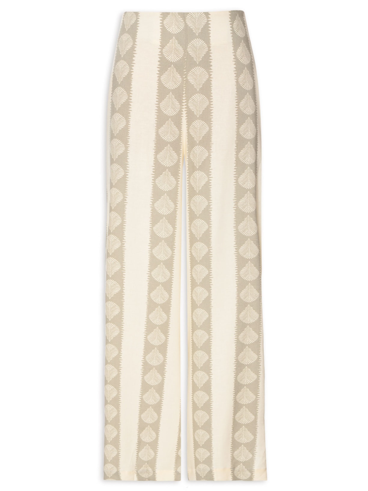 Calça Feminina Linho Estampa Atins - Bege
