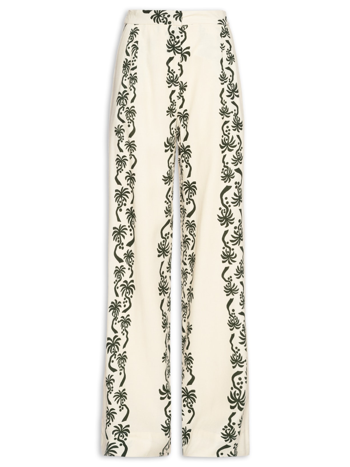 Calça Feminina Linho Estampa Aventureiro - Branco