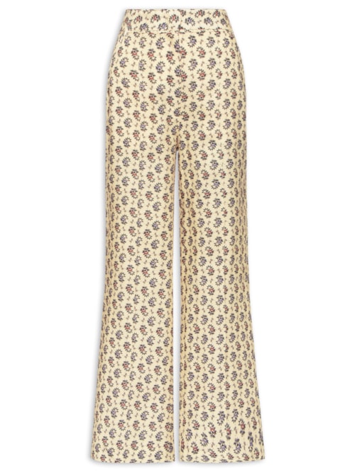 Calça Feminina Linho Estampa Gaya - Bege