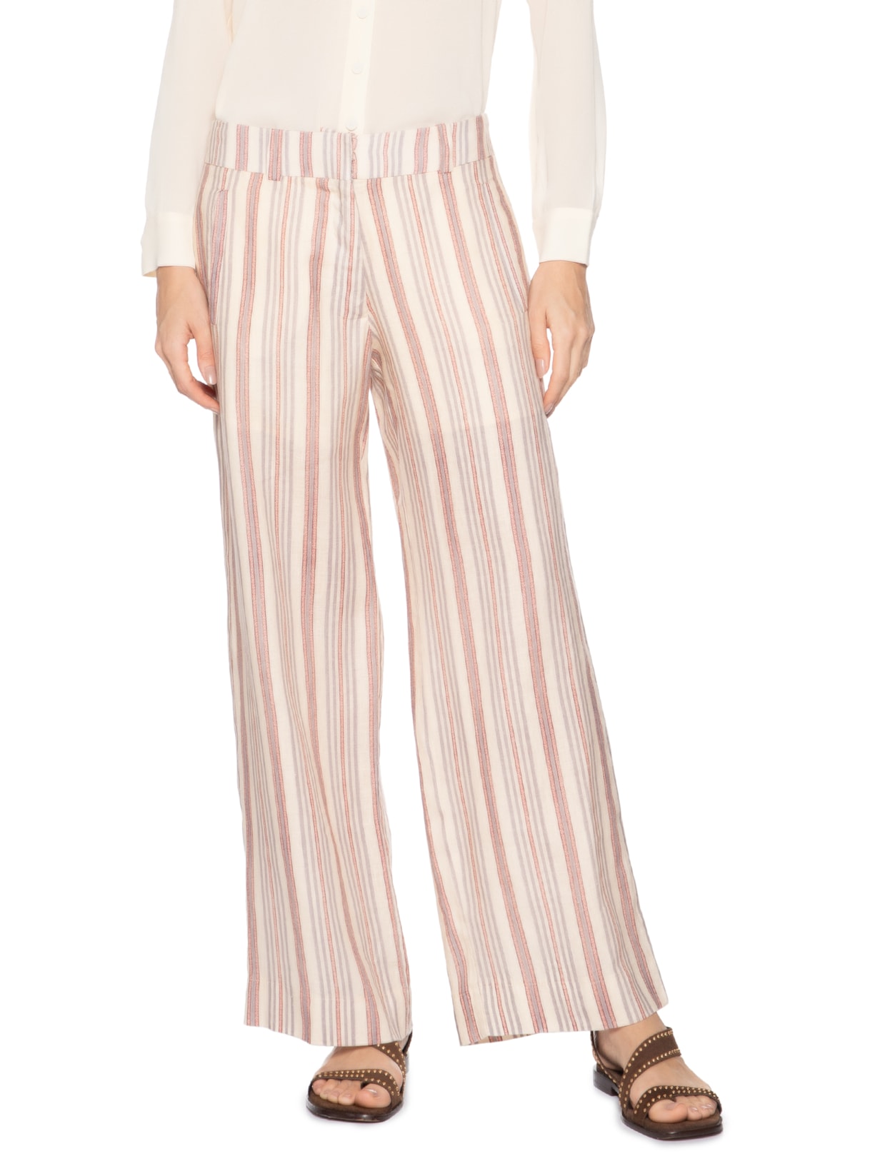 Calça Feminina Linho Estampa Jazzy Bege Maria Filó