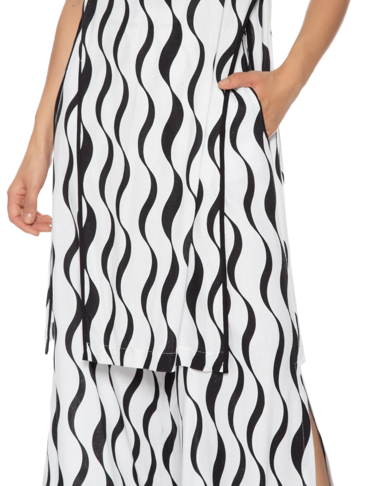 Calça Feminina Linho Estampa Pontal Branco Dress To