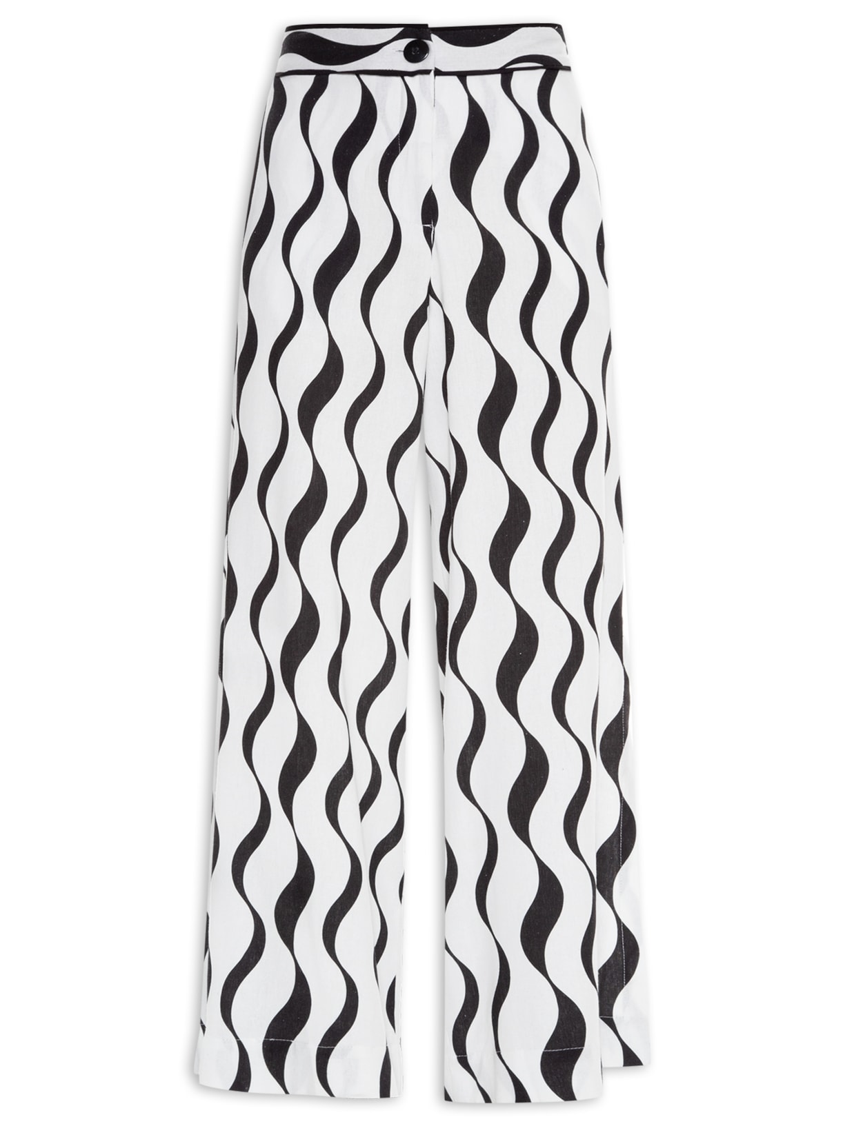 Calça Feminina Linho Estampa Pontal - Branco