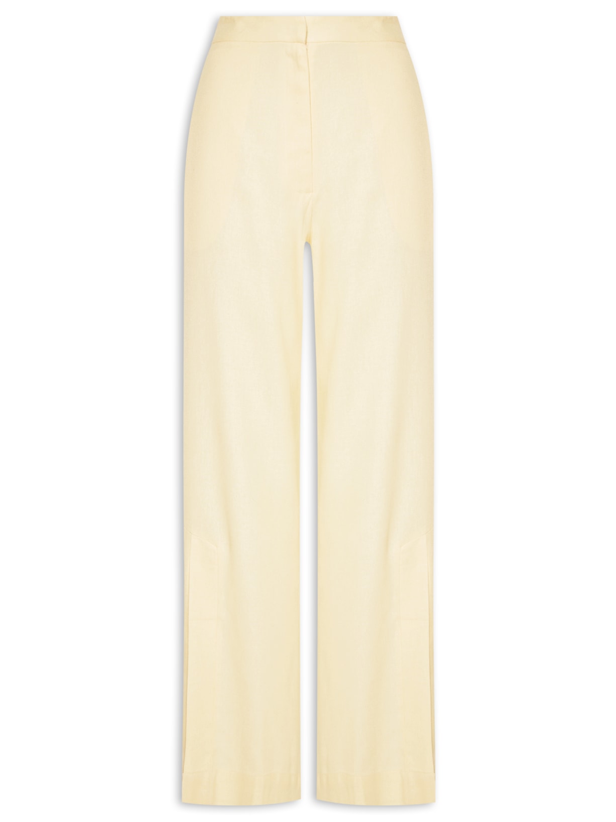 Calça Feminina Linho Fenda Barra - Bege