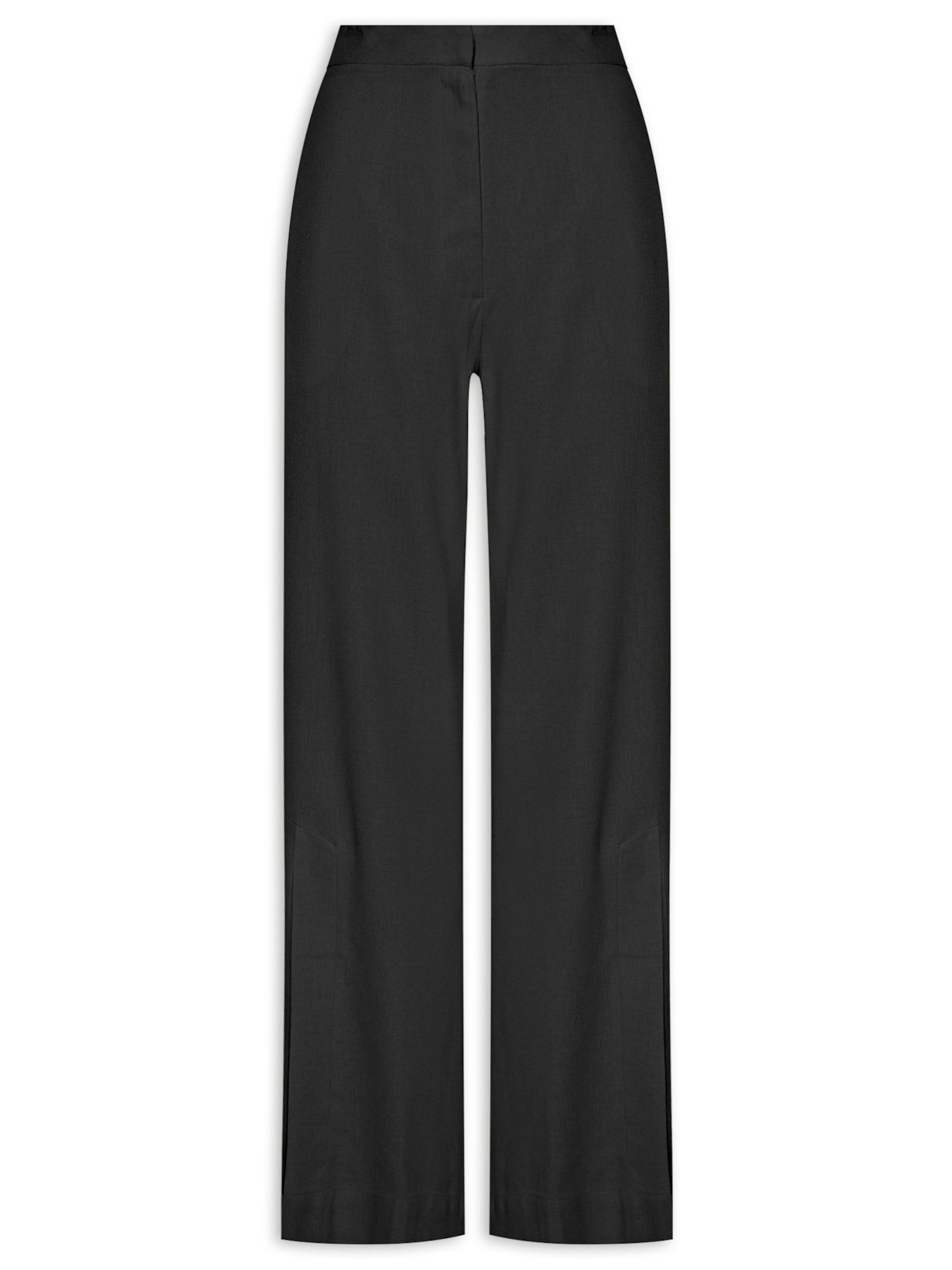 Calça Feminina Linho Fenda Barra - Preto